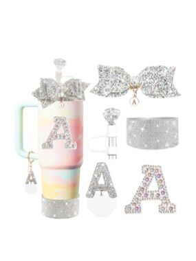 Stanley Accessory Set - Letter A Silver White Bling